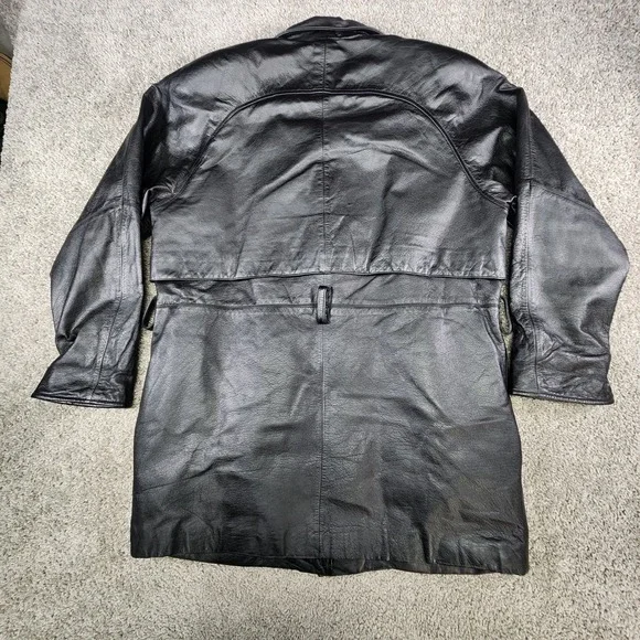 Wilsons Leather Jacket Mens Medium Black Thinsulate Button Coat‎ Blazer Lapel